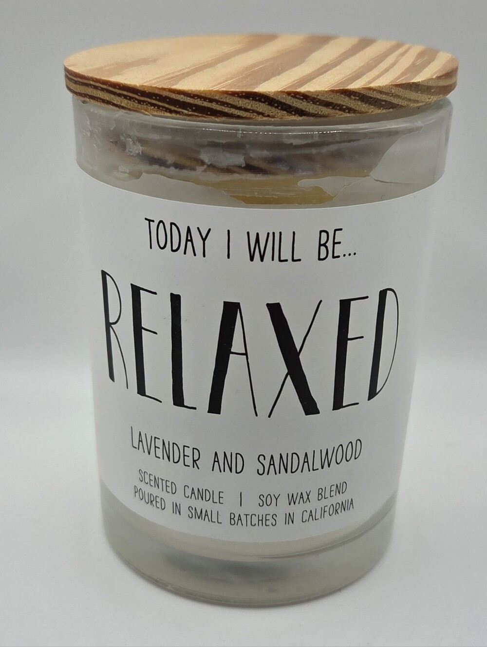 Leoben Co Relaxed Lavender Sandalwood Soy Wax Blend Candle Wood Lid 9oz